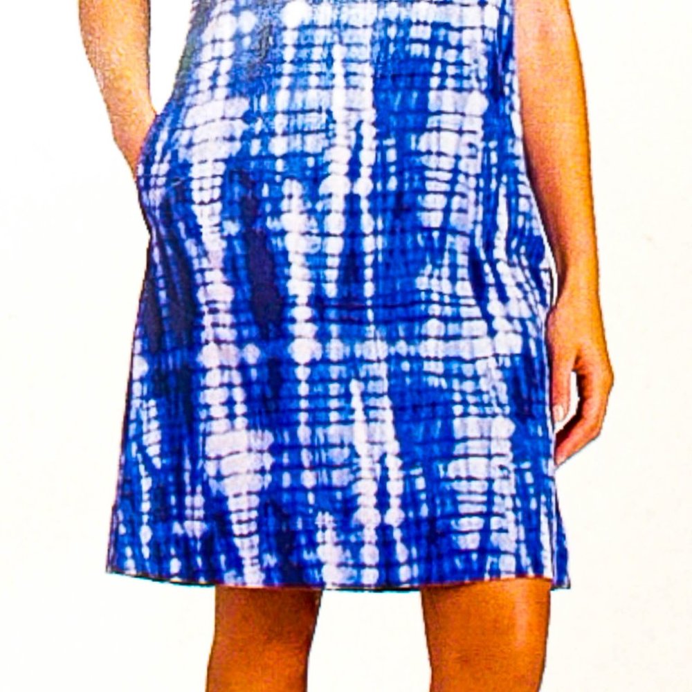 Ellen Tracy Women's Short Sleeve Side Pockets Pima Cotton Knit Dress blue - Picture 1 of 5